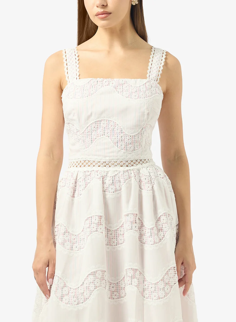 Just Me  Lace Detailled Sleeveless Midi Dress for Women | Best Price UAE